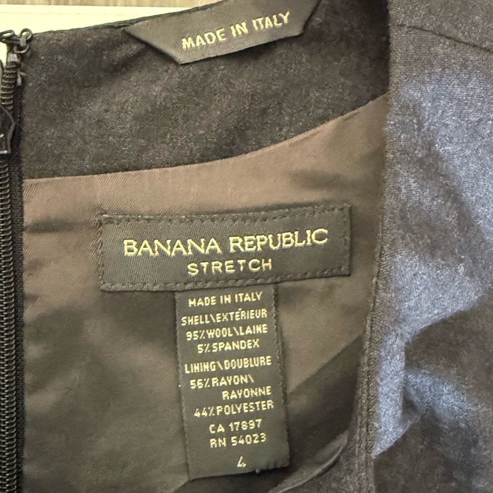 BANANA REPUBLIC Gray 95% Wool stretch Dress Size 4 Made in Italy - Picture 2 of 8